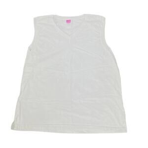 LAT Sleeveless Tee Shirt Tank Top V-Neck Split Hem 100% Cotton Plus Size 2XL